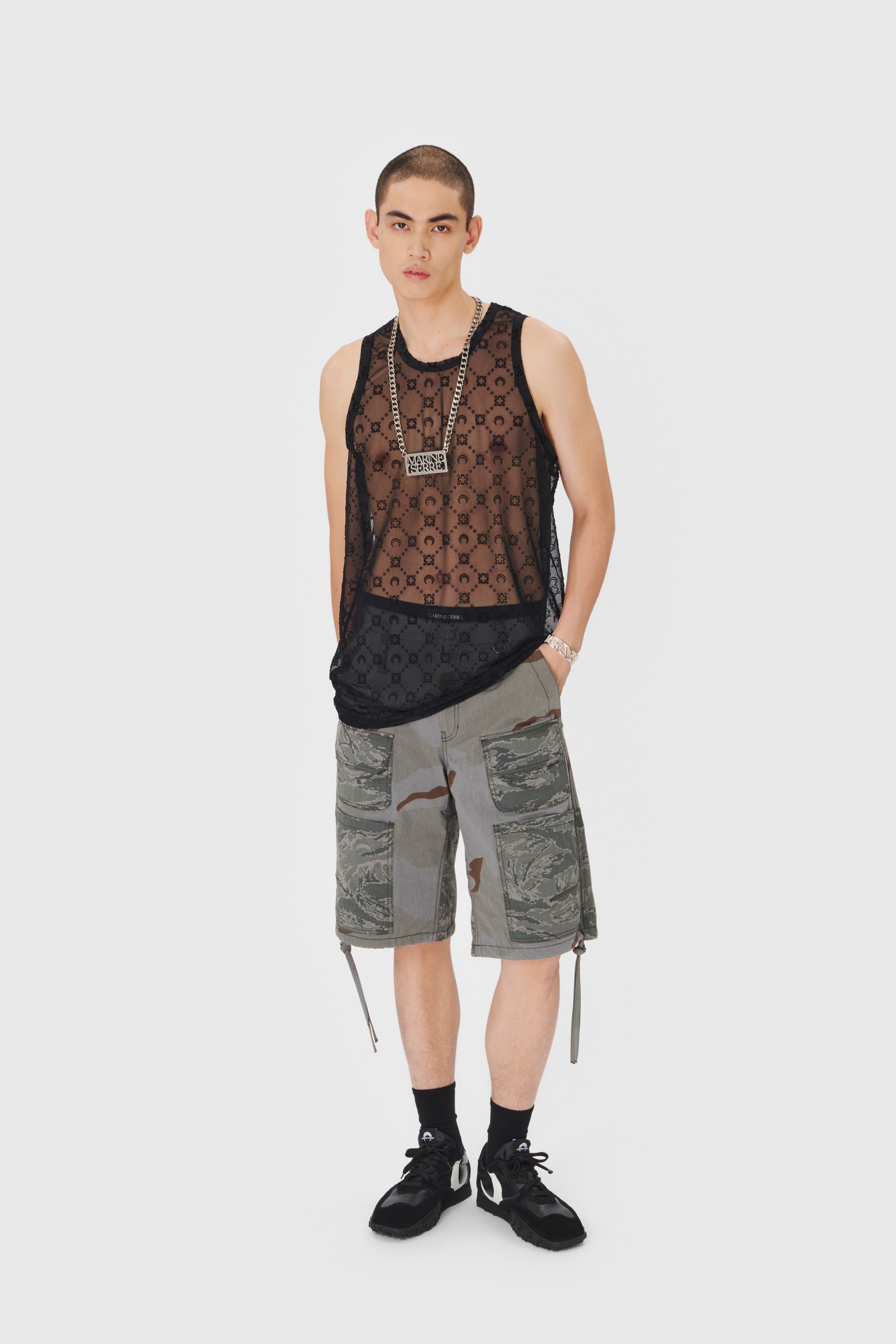Moonogram Mesh Flock Tank Top - 2