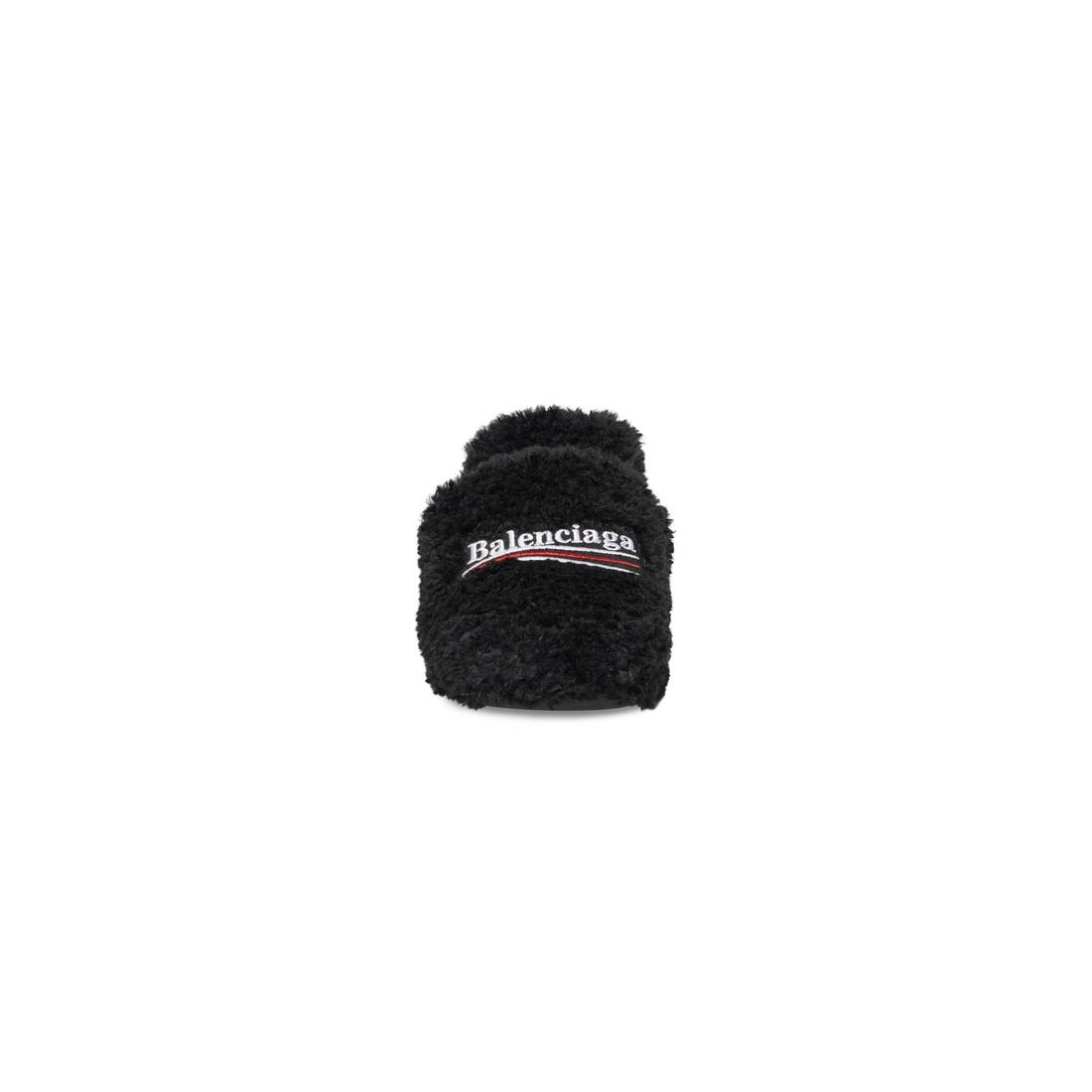 Women's Furry Closed 80mm Mule in Black - 3