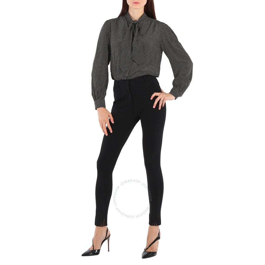 Burberry Ladies Black Fringed Hem Trousers - 6