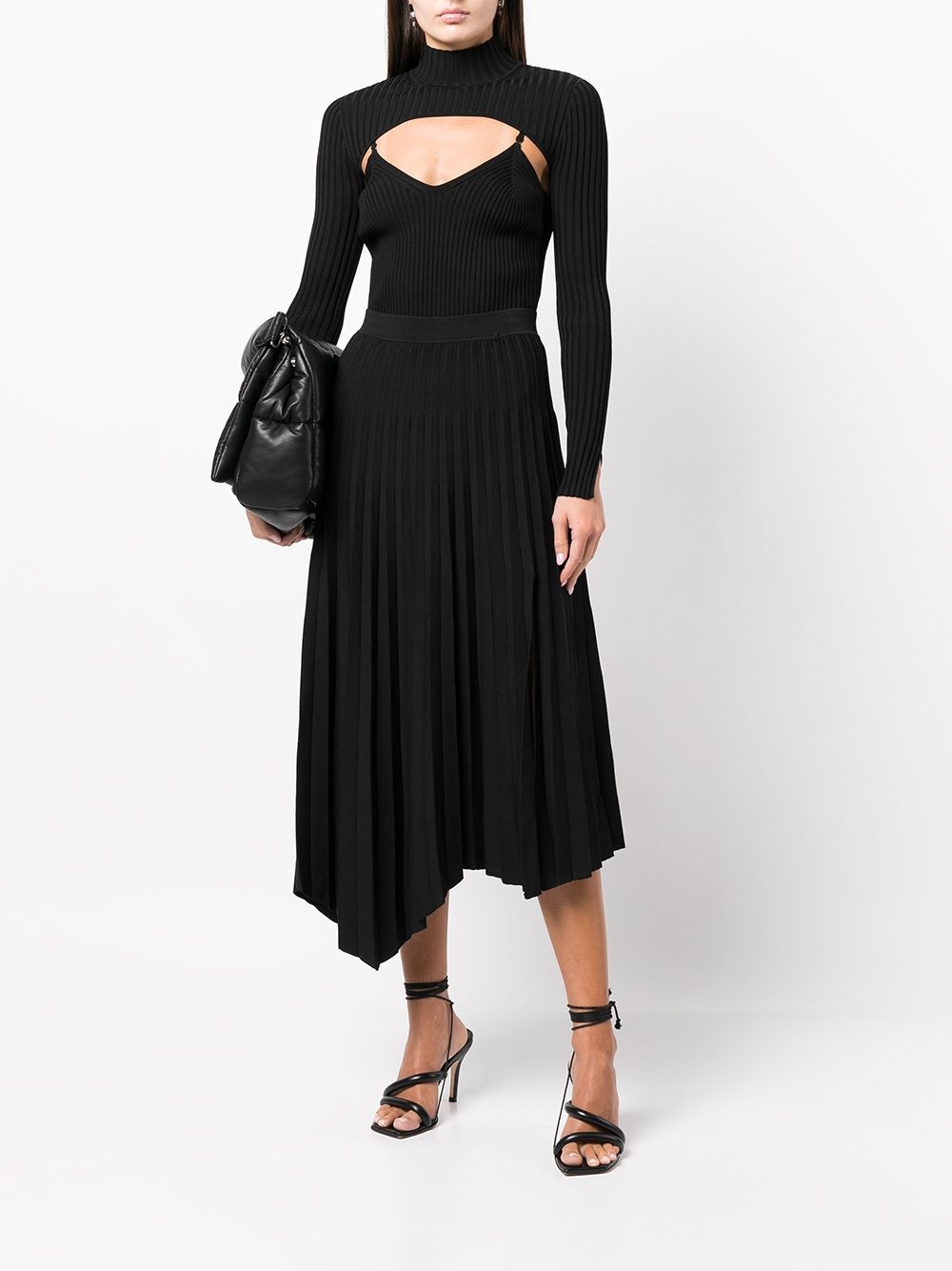 high-waist asymetric pleated skirt - 2
