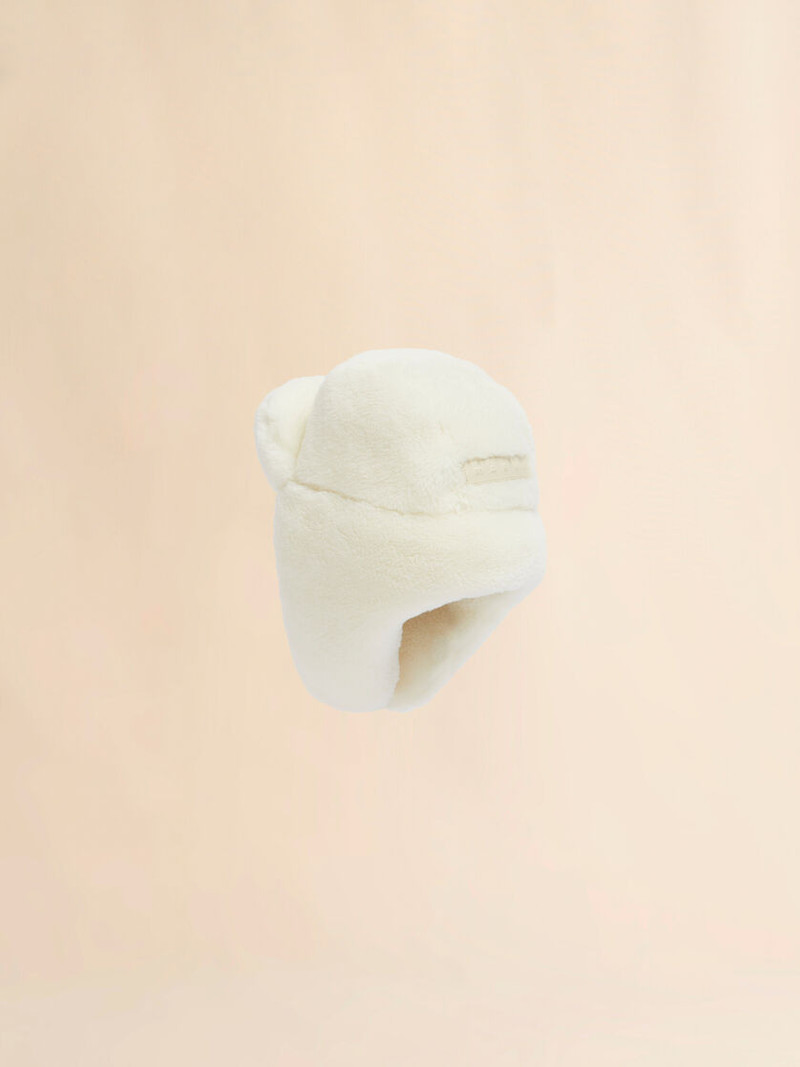 WHITE SHEARLING AVIATOR HAT 3