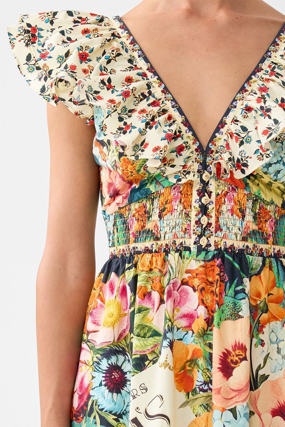 TIERED DRESS WITH NECK FRILL - 7