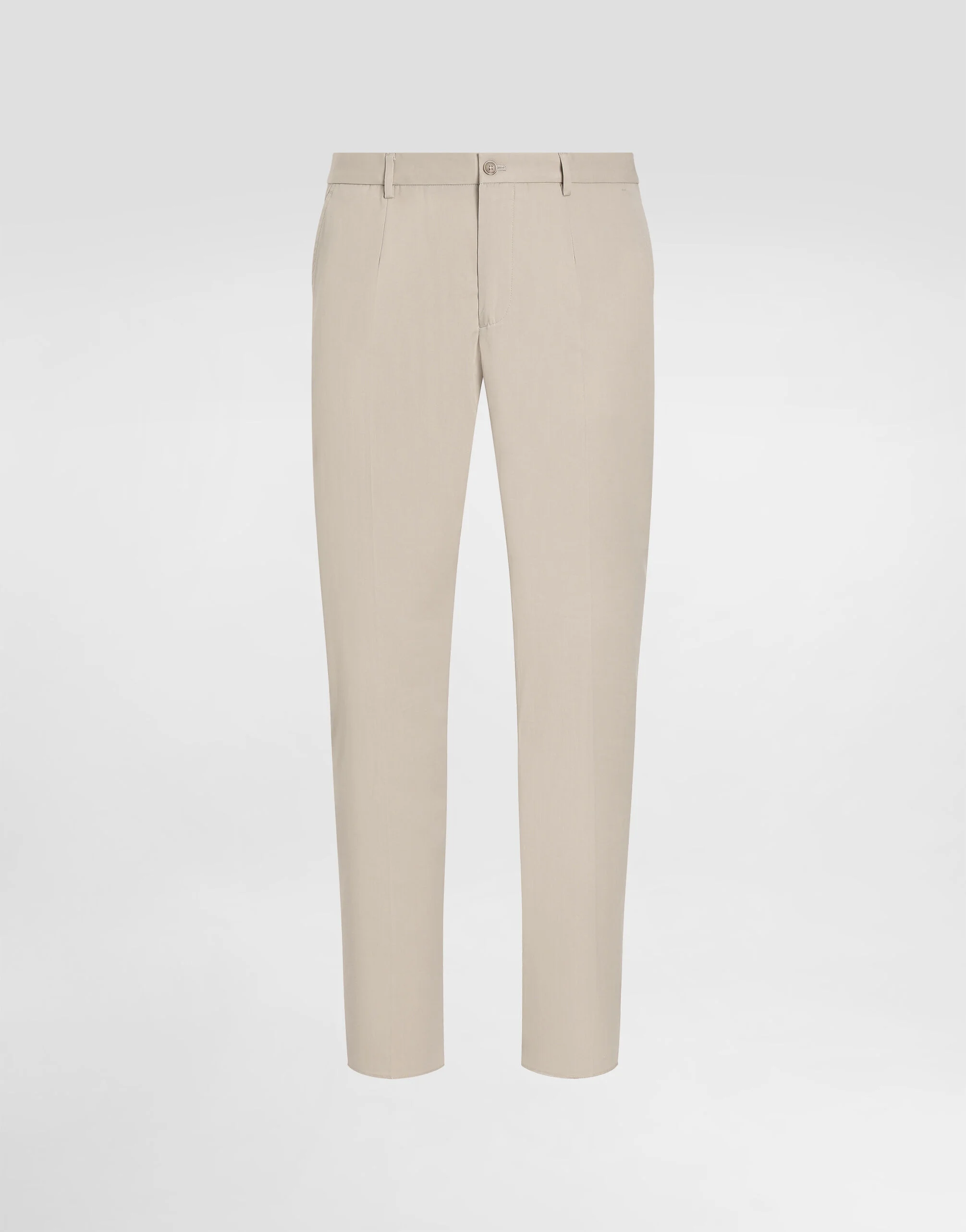 Stretch cotton pants with branded tag - 1