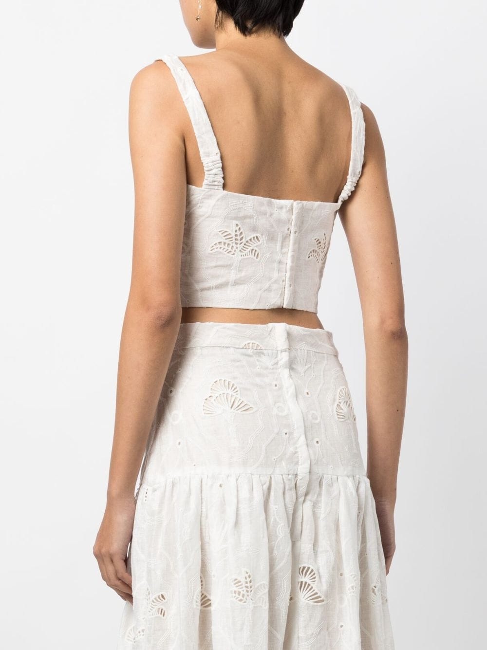 Cacao Eyelet linen crop top - 4