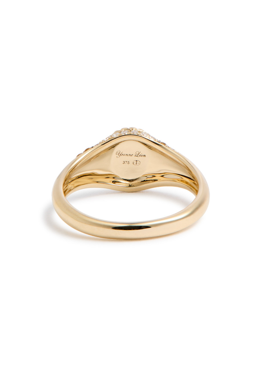 Yvonne Leon Baby Chevalière Ovale Léopard 9kt Gold Signet Ring - 5