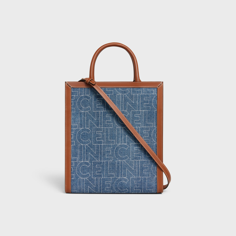 Small Vertical Cabas Celine in DENIM WITH CELINE ALL-OVER print 3