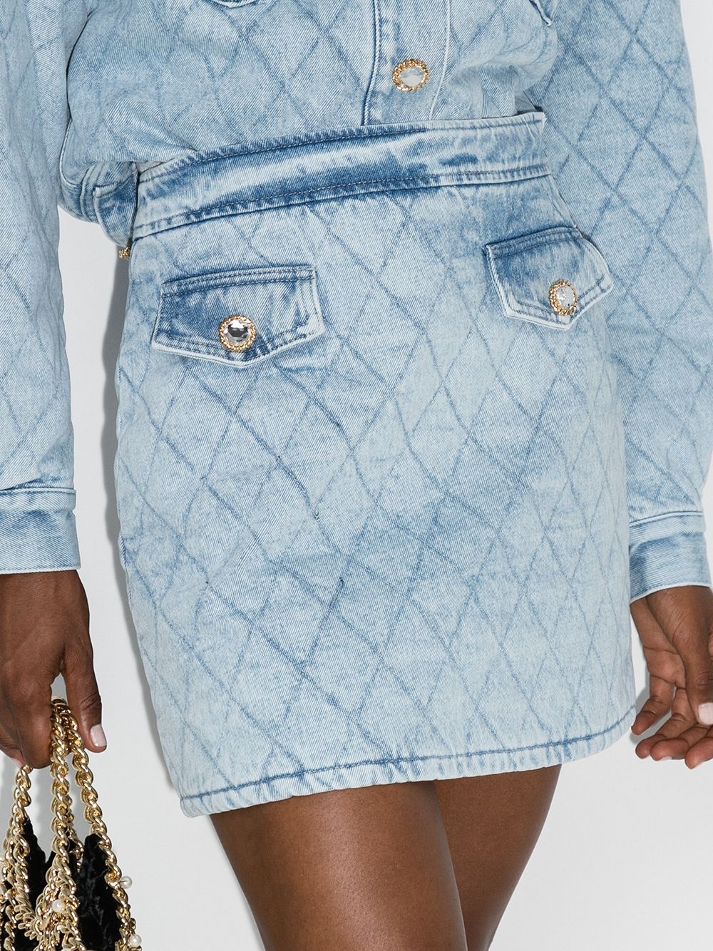 quilted denim mini skirt - 2