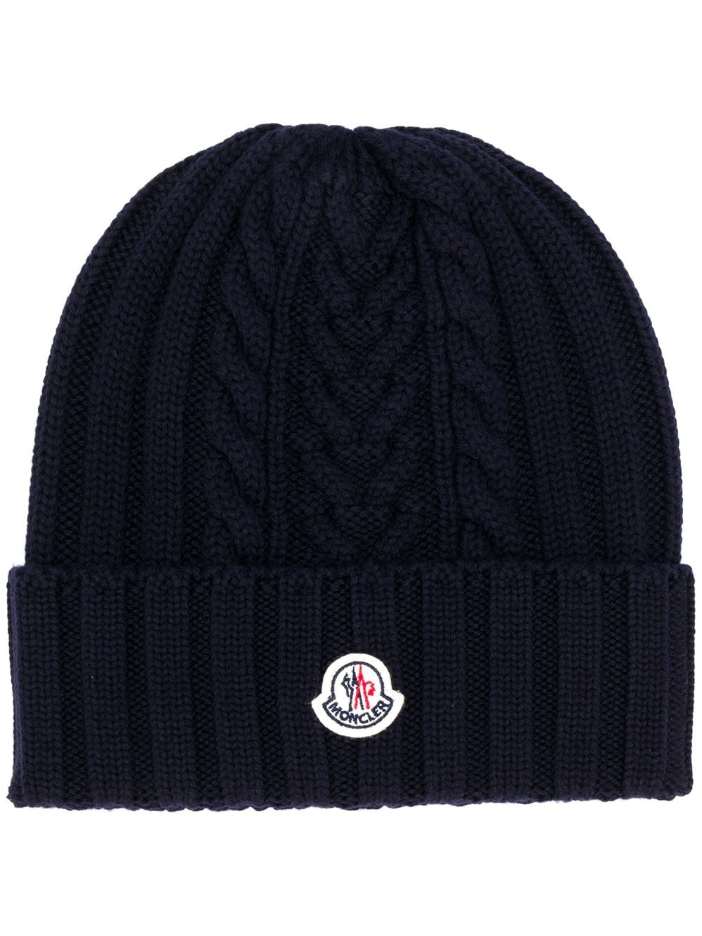 logo patch knitted beanie - 1