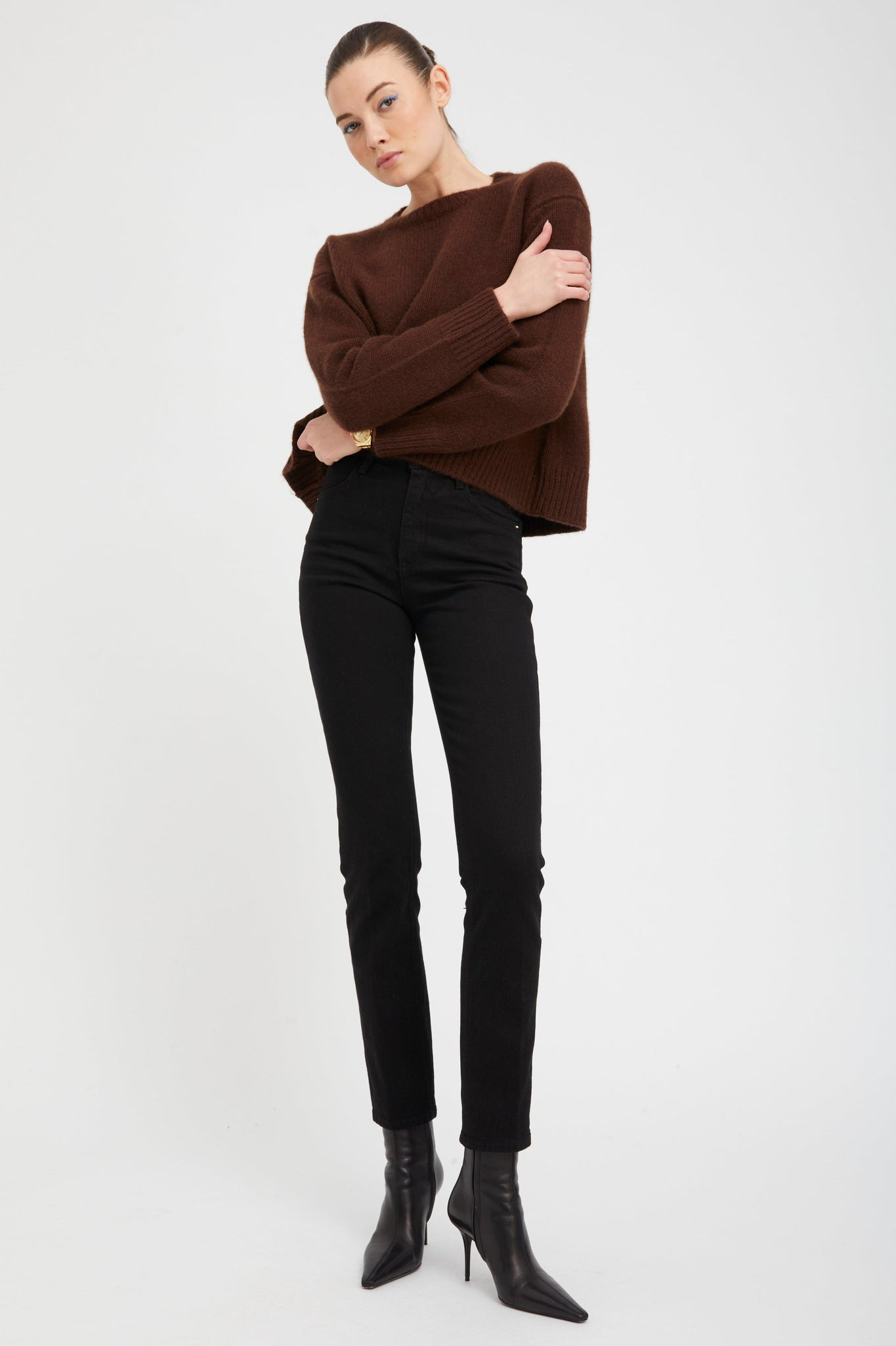 MOCHA HEAVY CASHMERE SWEATER - 3