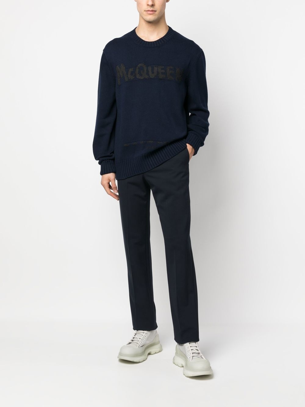logo-intarsia crew neck jumper - 2