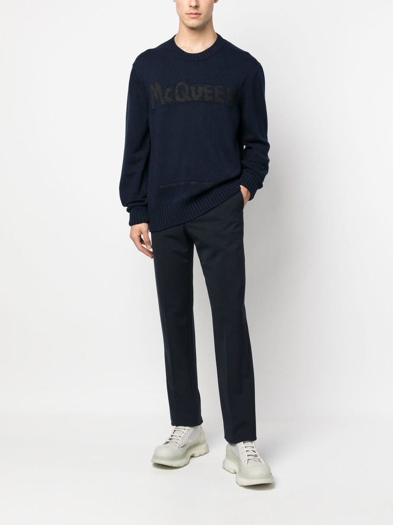 Alexander McQueen logo-intarsia crew neck jumper outlook