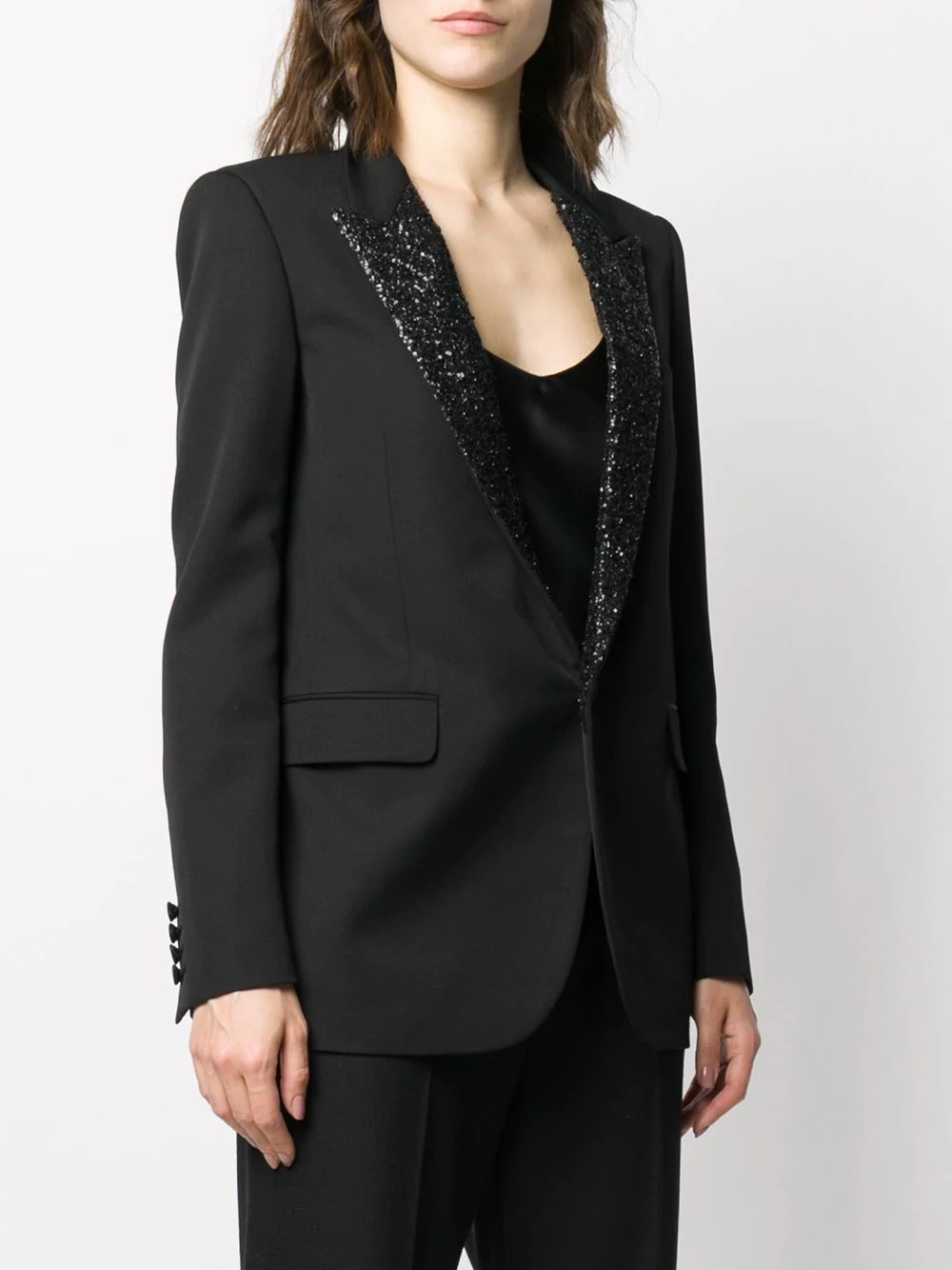 sequin-lapel blazer - 3