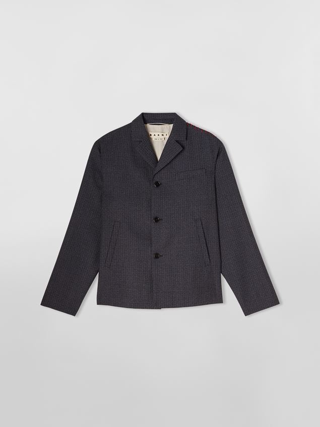 SINGLE-BREASTED WOOL JACKET WITH HOUNDSTOOTH CHECK PATTERN - 1