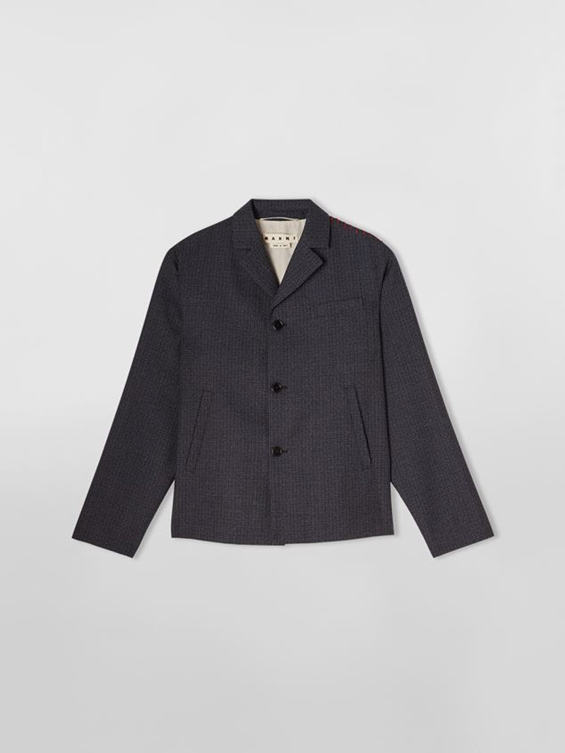 SINGLE-BREASTED WOOL JACKET WITH HOUNDSTOOTH CHECK PATTERN 1