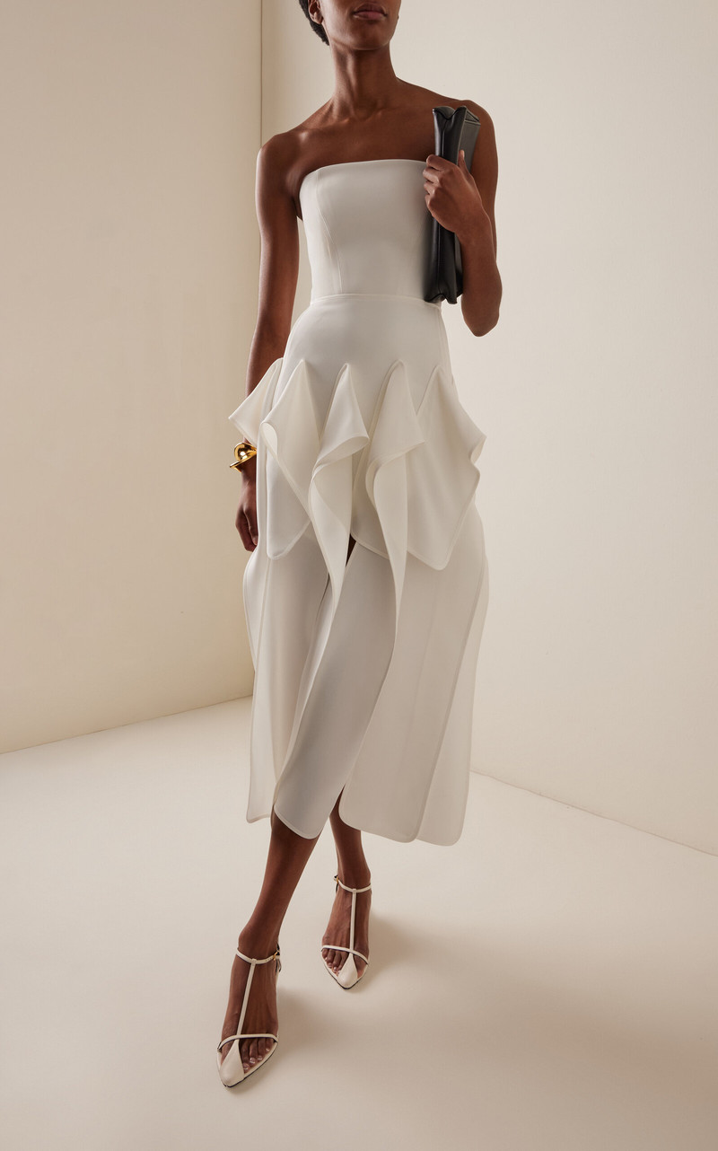MATICEVSKI Breakout Strapless Midi Dress white outlook