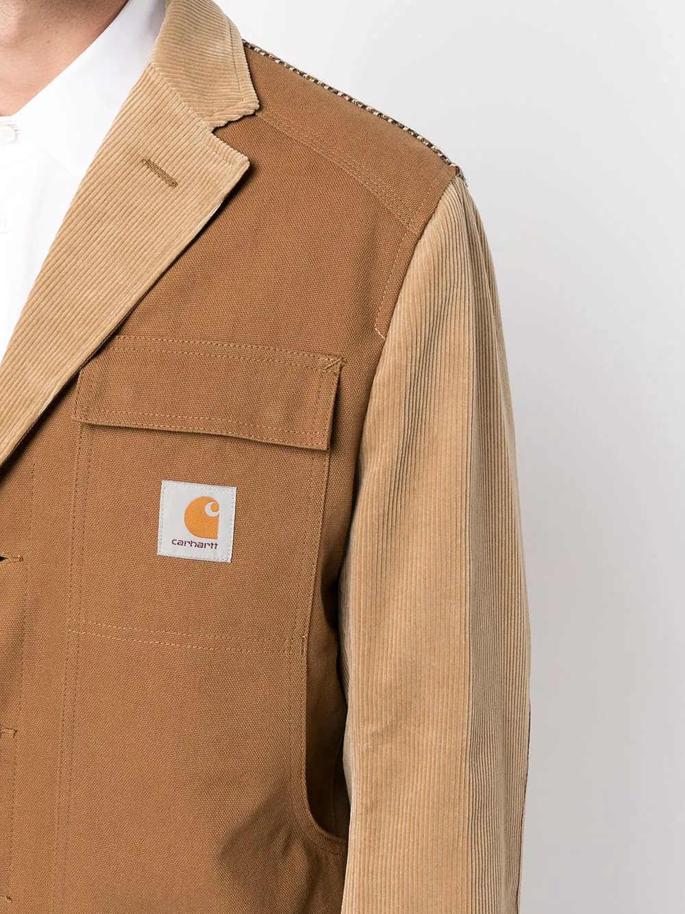 two-tone corduroy-panel blazer - 5