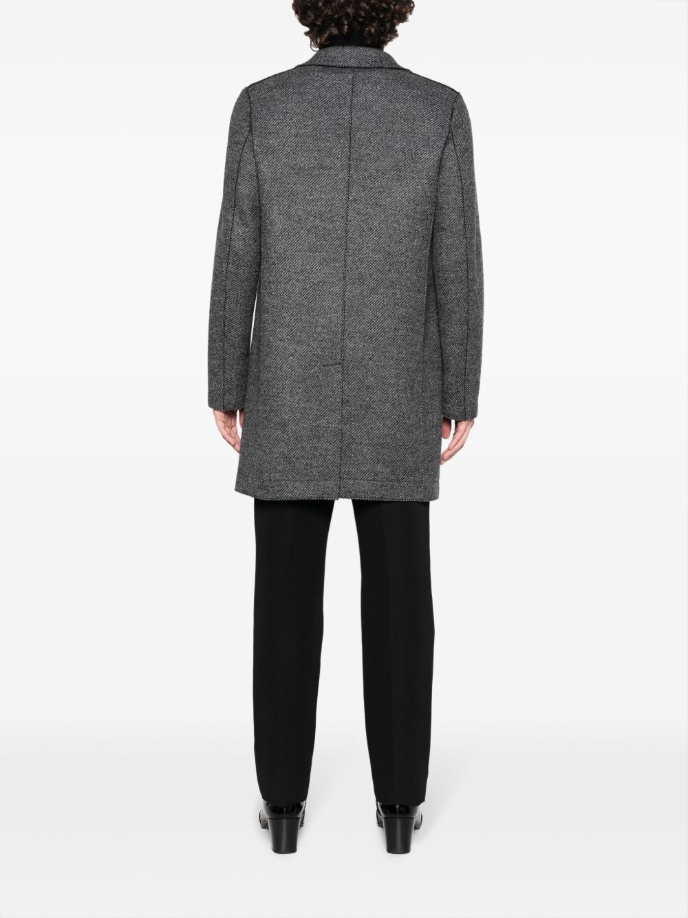 herringbone single-breasted coat - 4