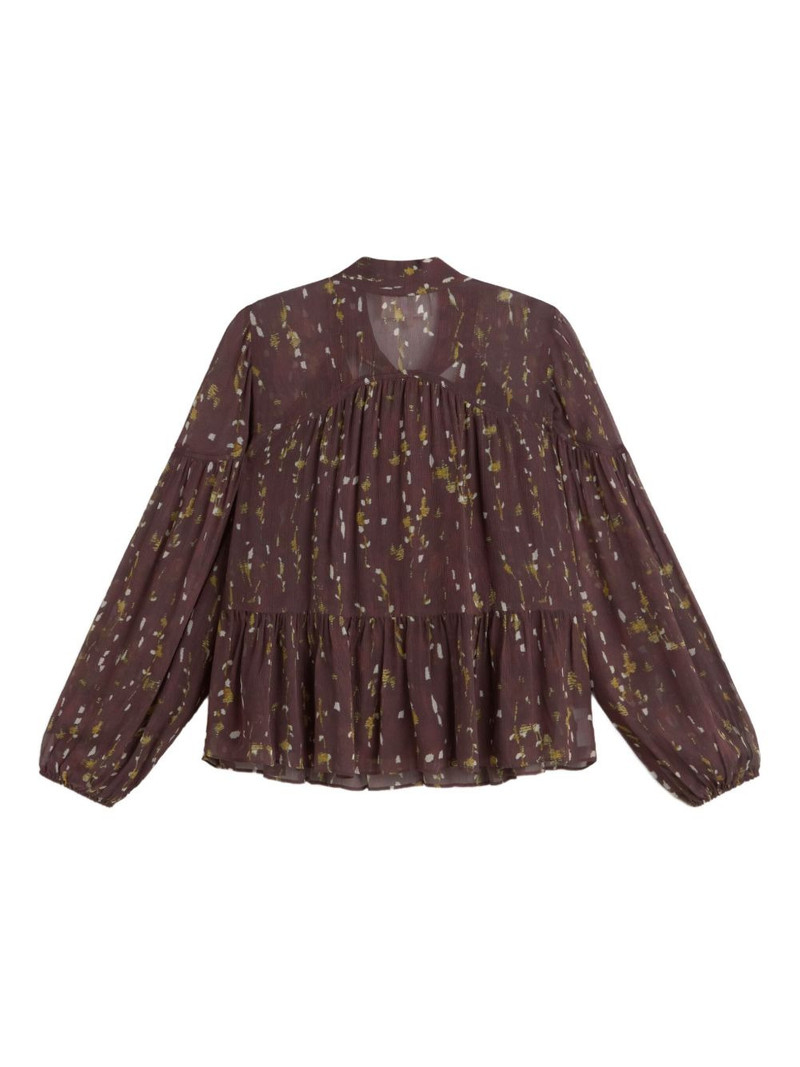 ba&sh pussy bow-collar tiered blouse outlook