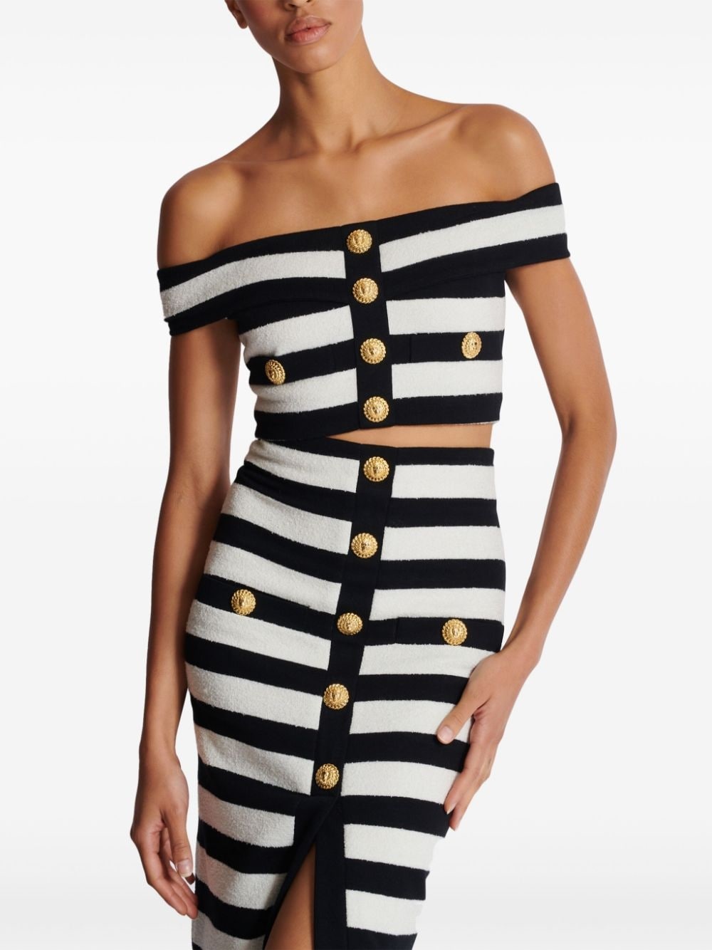 off-shoulder striped top - 6