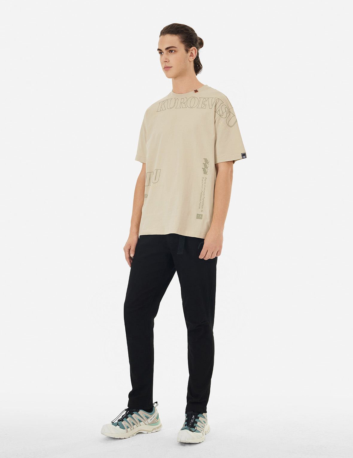 Logo and Slogan Print Fashion Fit T-Shirt - 3