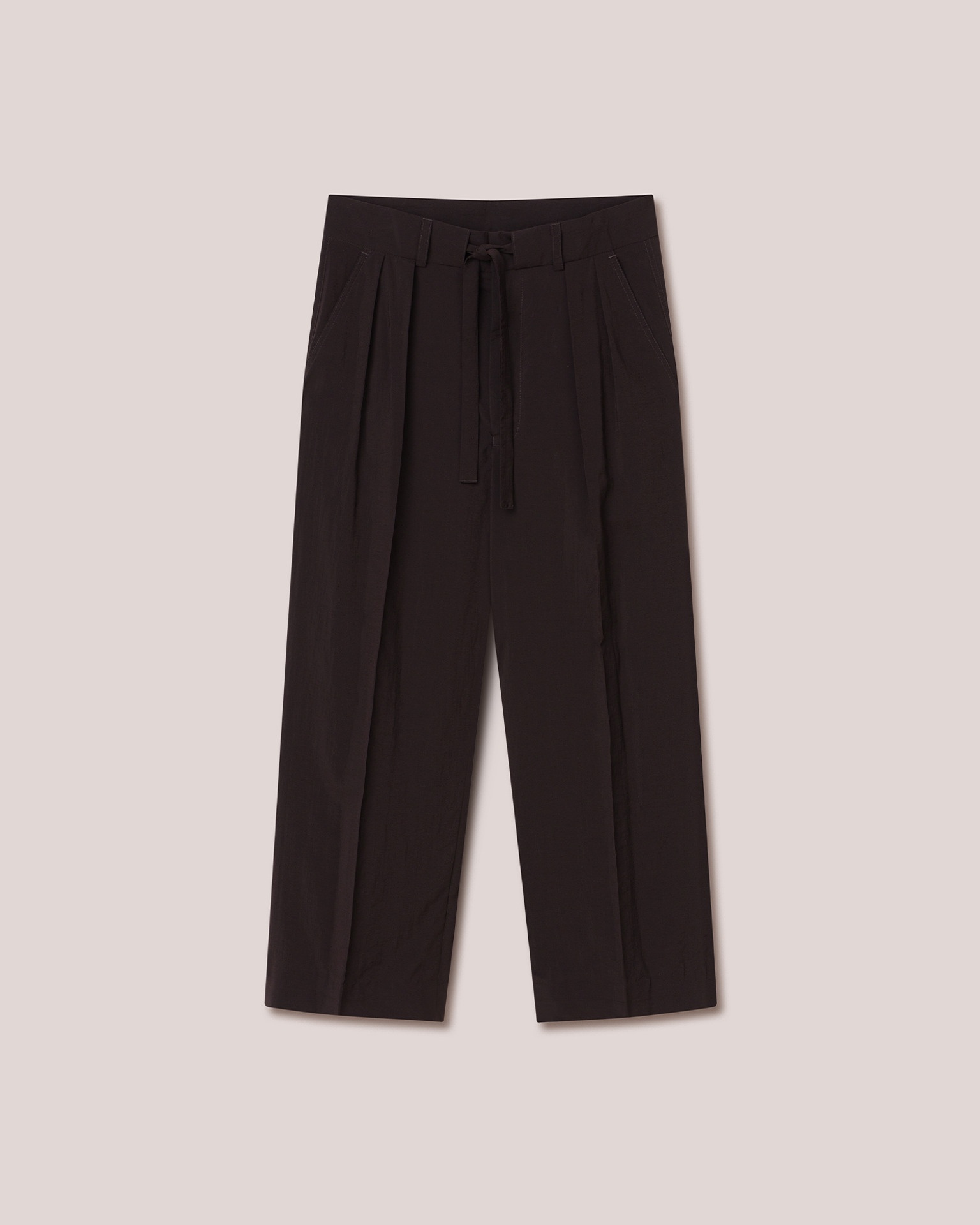 FLORIS - Washed shirting wide-leg pants - Espresso - 1