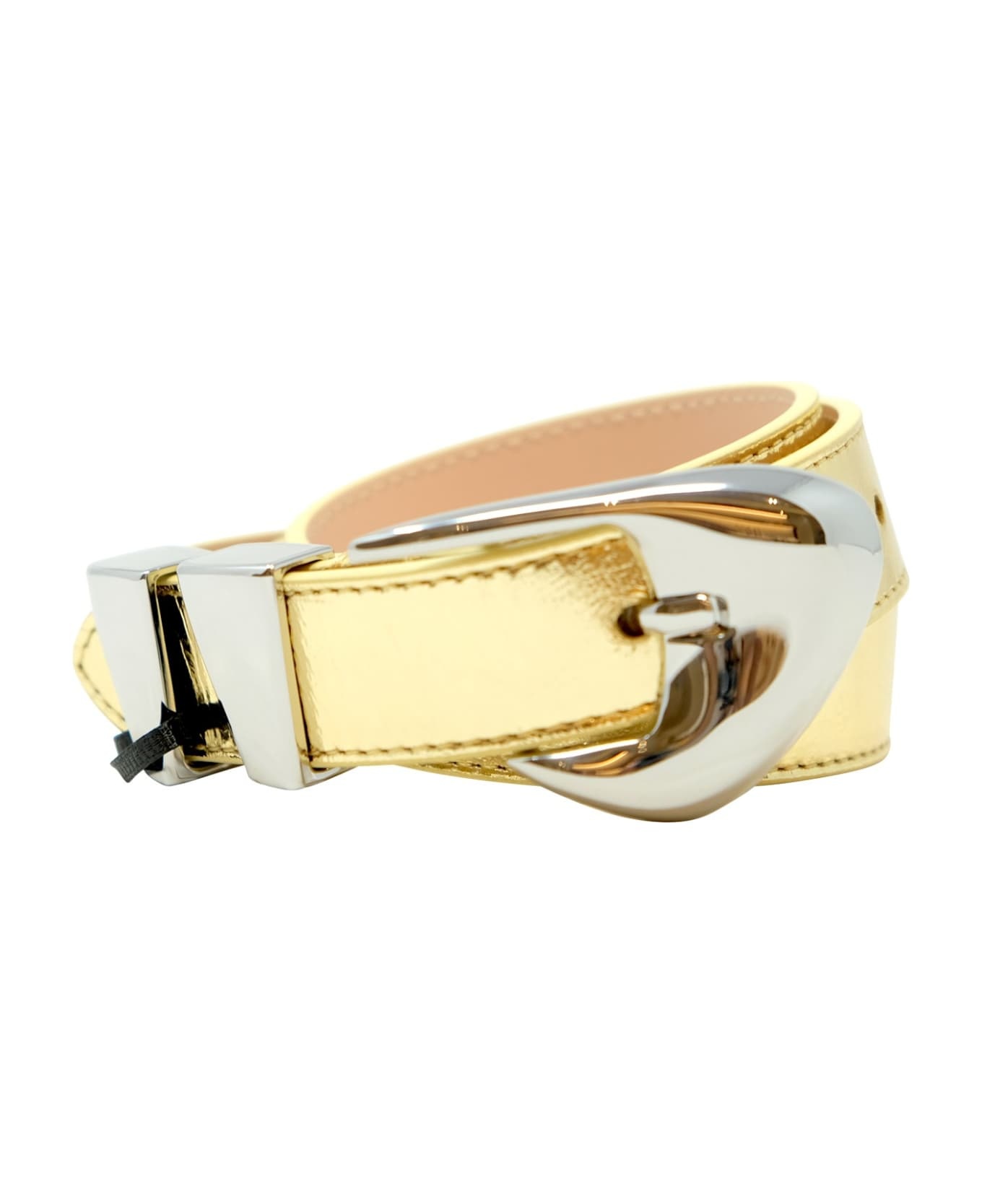 By Far Gold Leather Moore Metallic Belt - 1