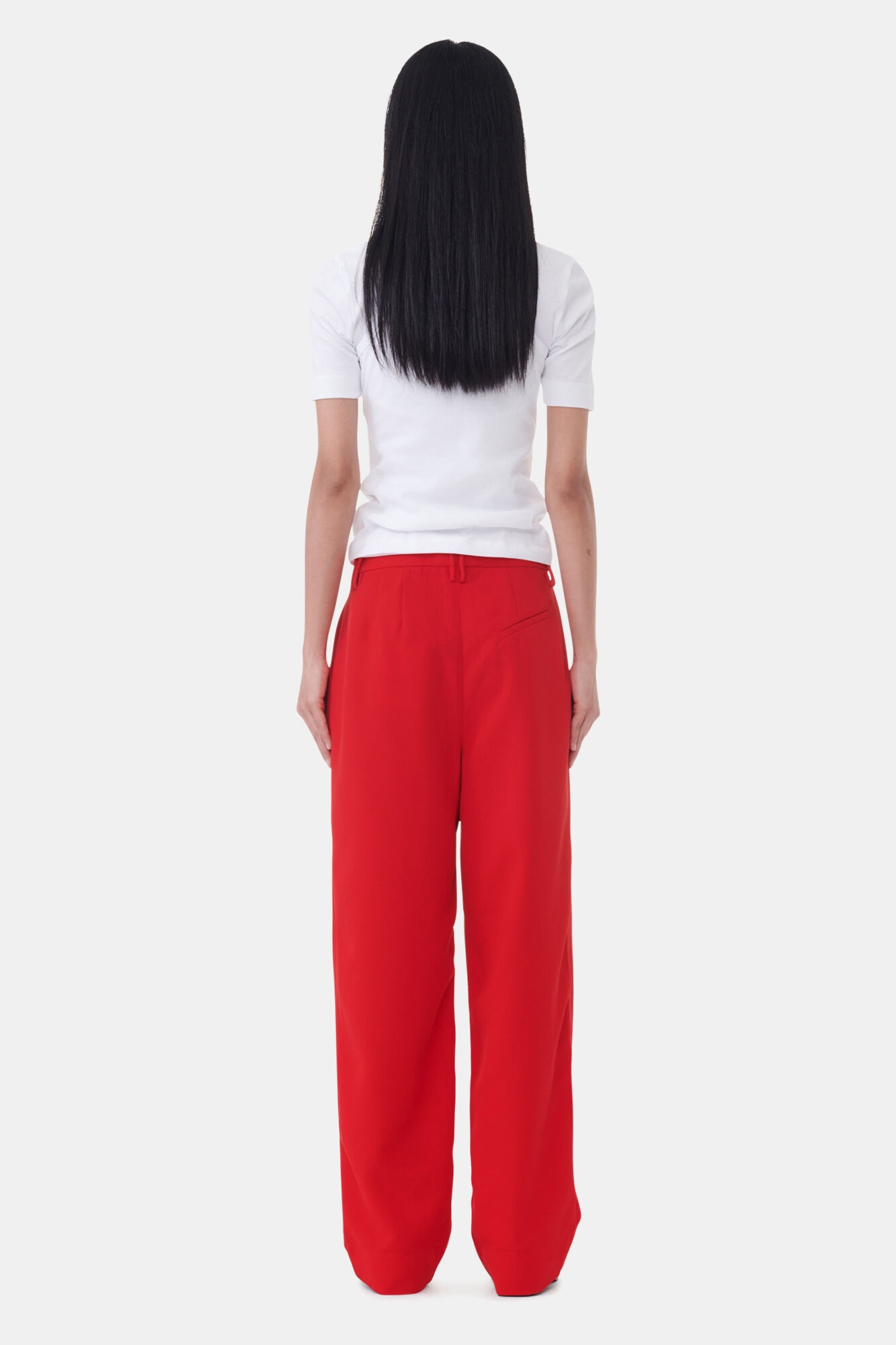 RED TWILL SUITING PANTS - 4