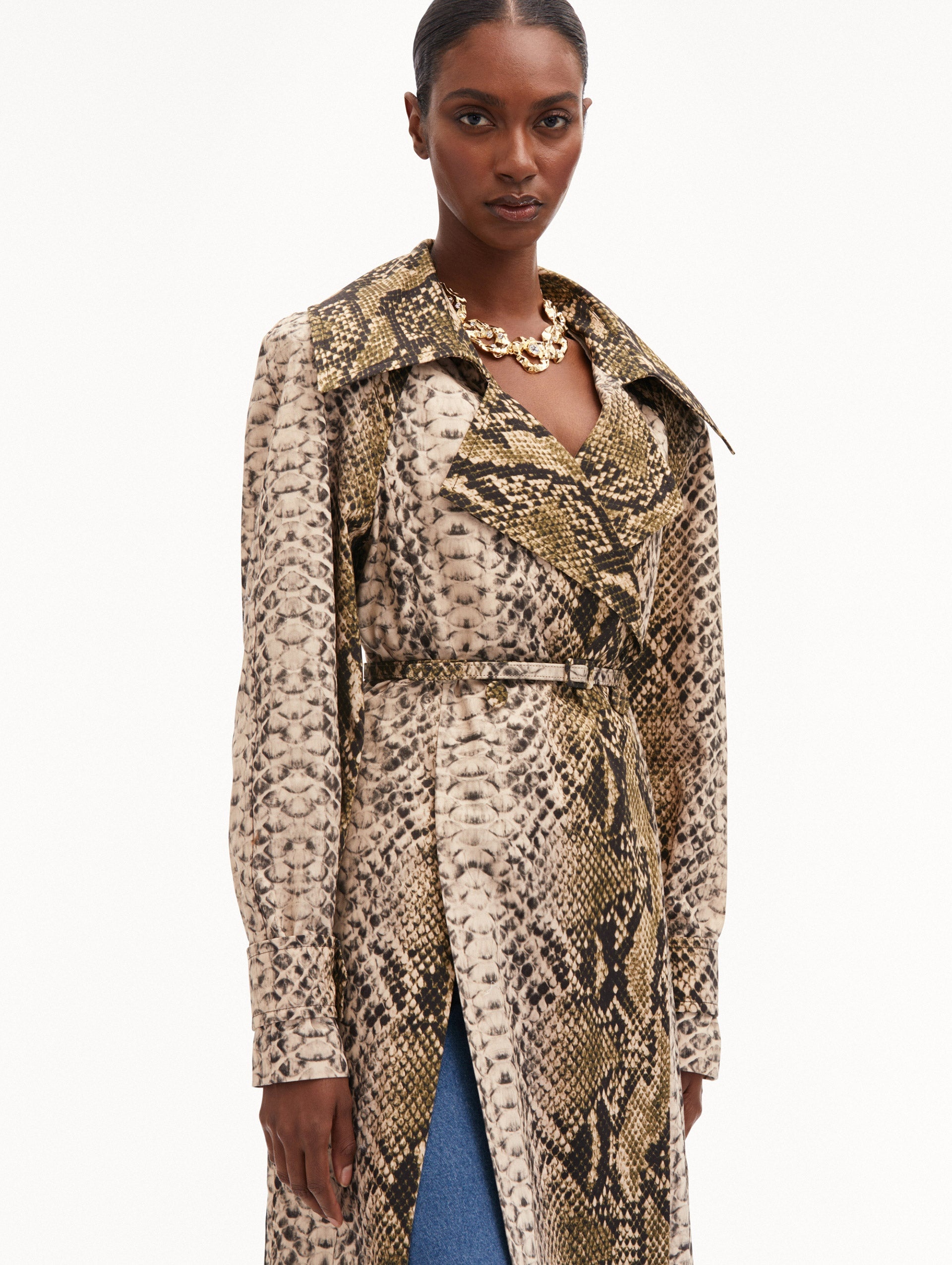 SNAKE COTTON TRENCH COAT - 5