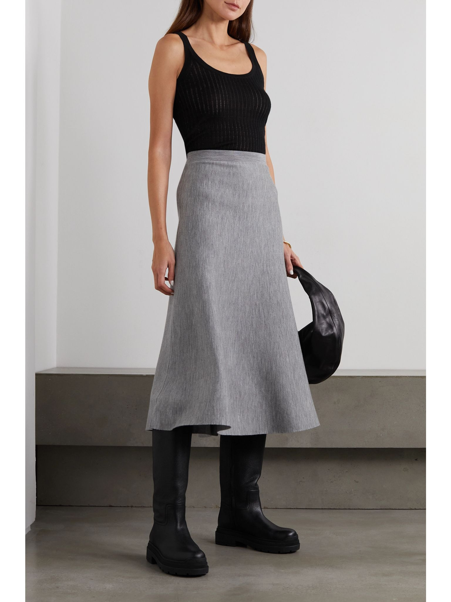 Nevin pointelle-knit cashmere and silk-blend tank Black - 2