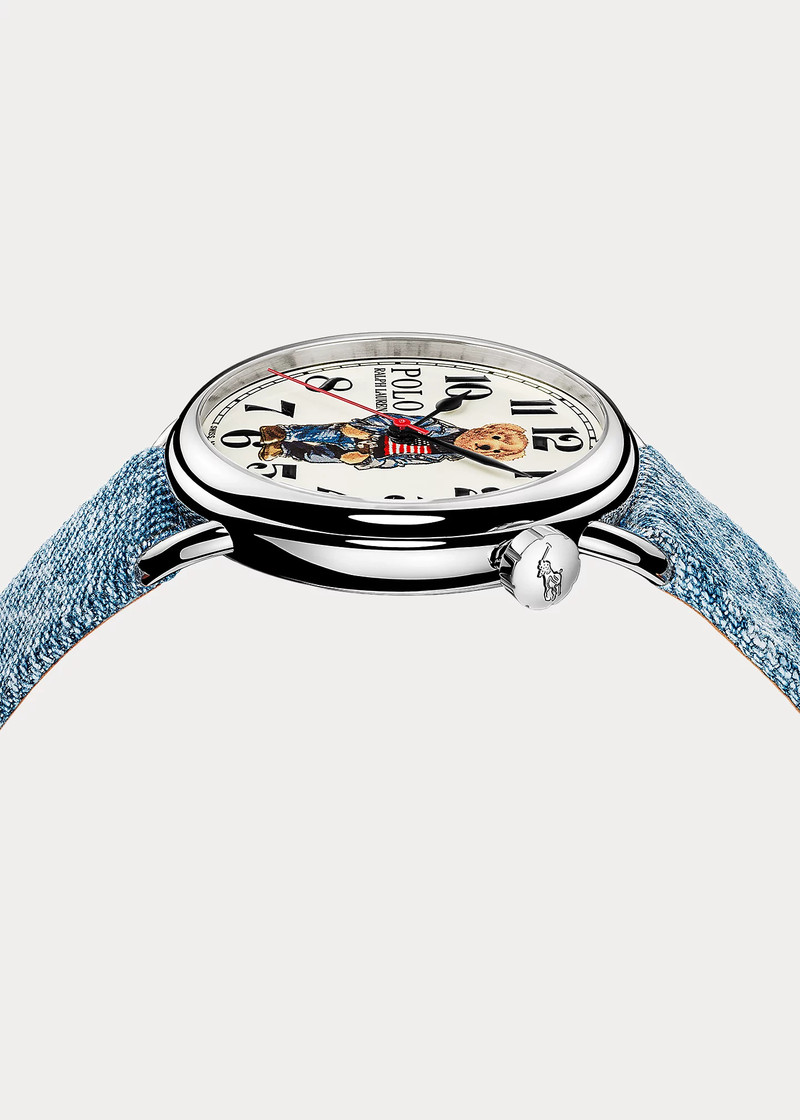 42 MM Denim Polo Bear Steel White Dial 4