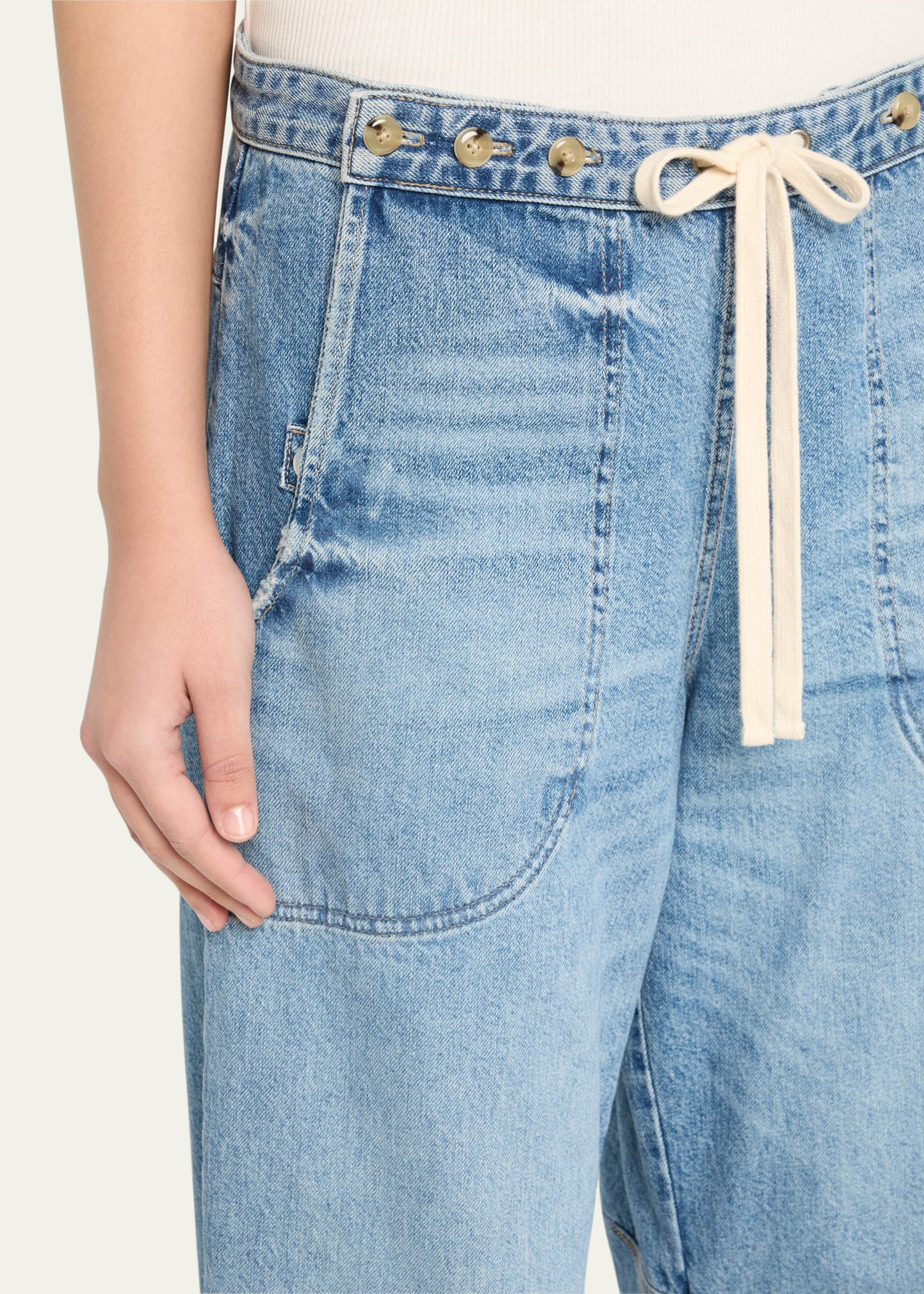 Jetties Beach Drawstring Barrel-Leg Jeans - 5