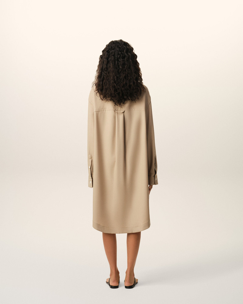 BEIGE NEW WOOL AMI DE COEUR WIDE SHIRT DRESS 5