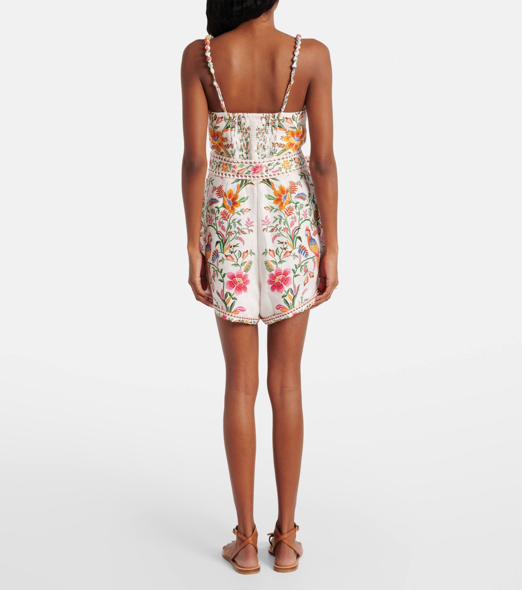 Delicate Forest floral linen romper - 3