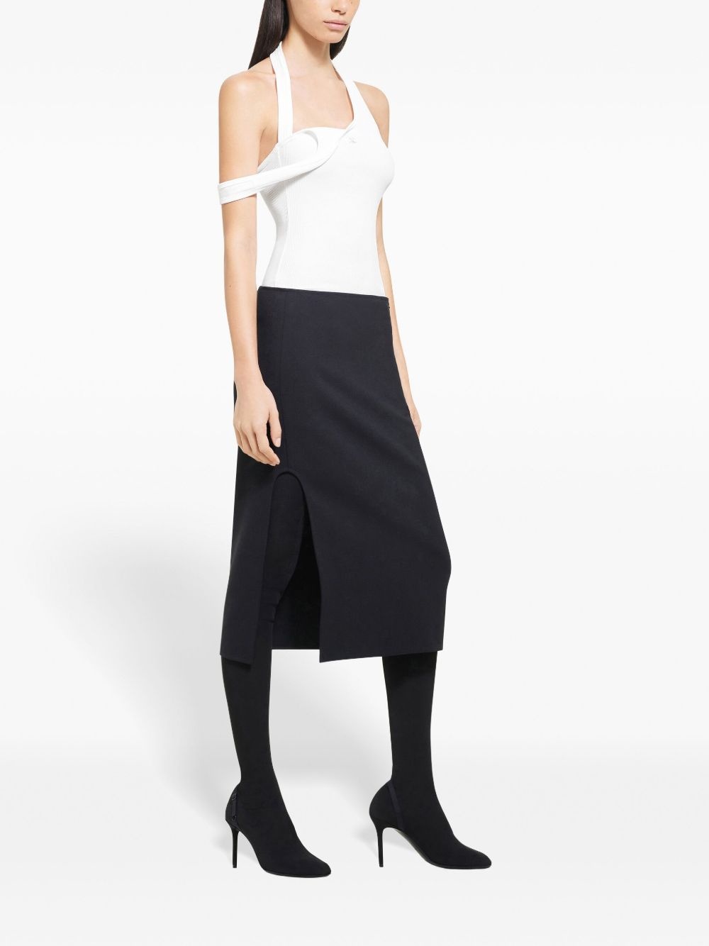asymmetric ribbed-knit tank top - 3