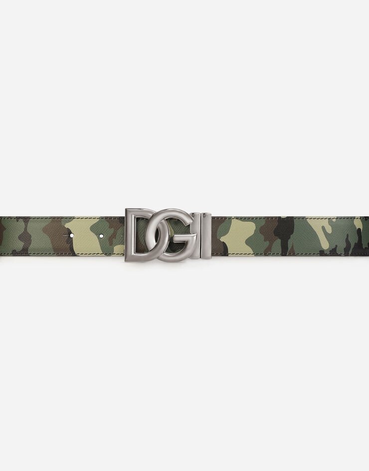 Reversible camouflage-print calfskin belt - 4