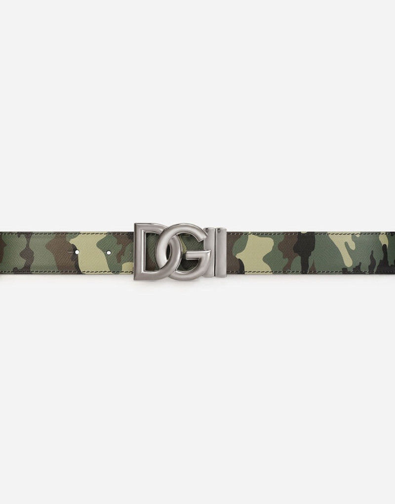 Reversible camouflage-print calfskin belt 4