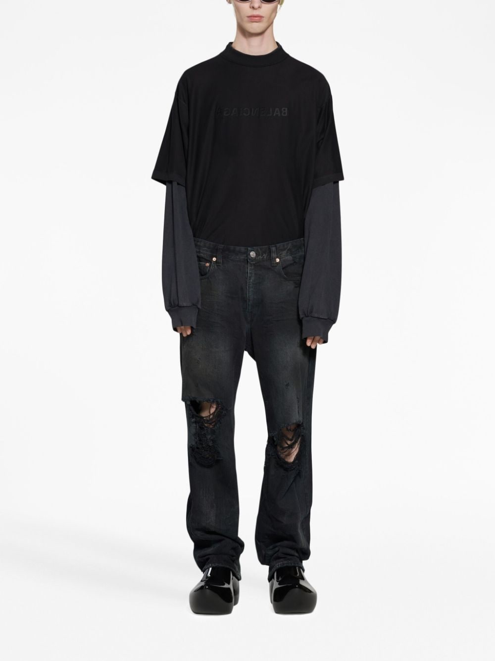 ripped straight-leg jeans - 2