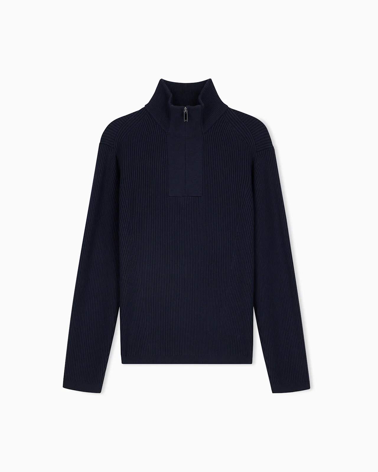 RIBBED VIRGIN WOOL HALF-ZIP SWEATER - 1