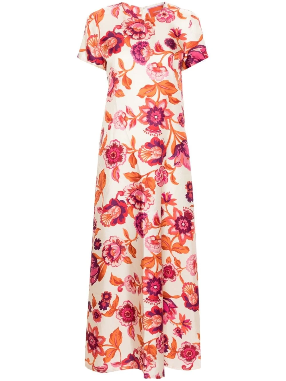 floral-print silk swing dress - 1