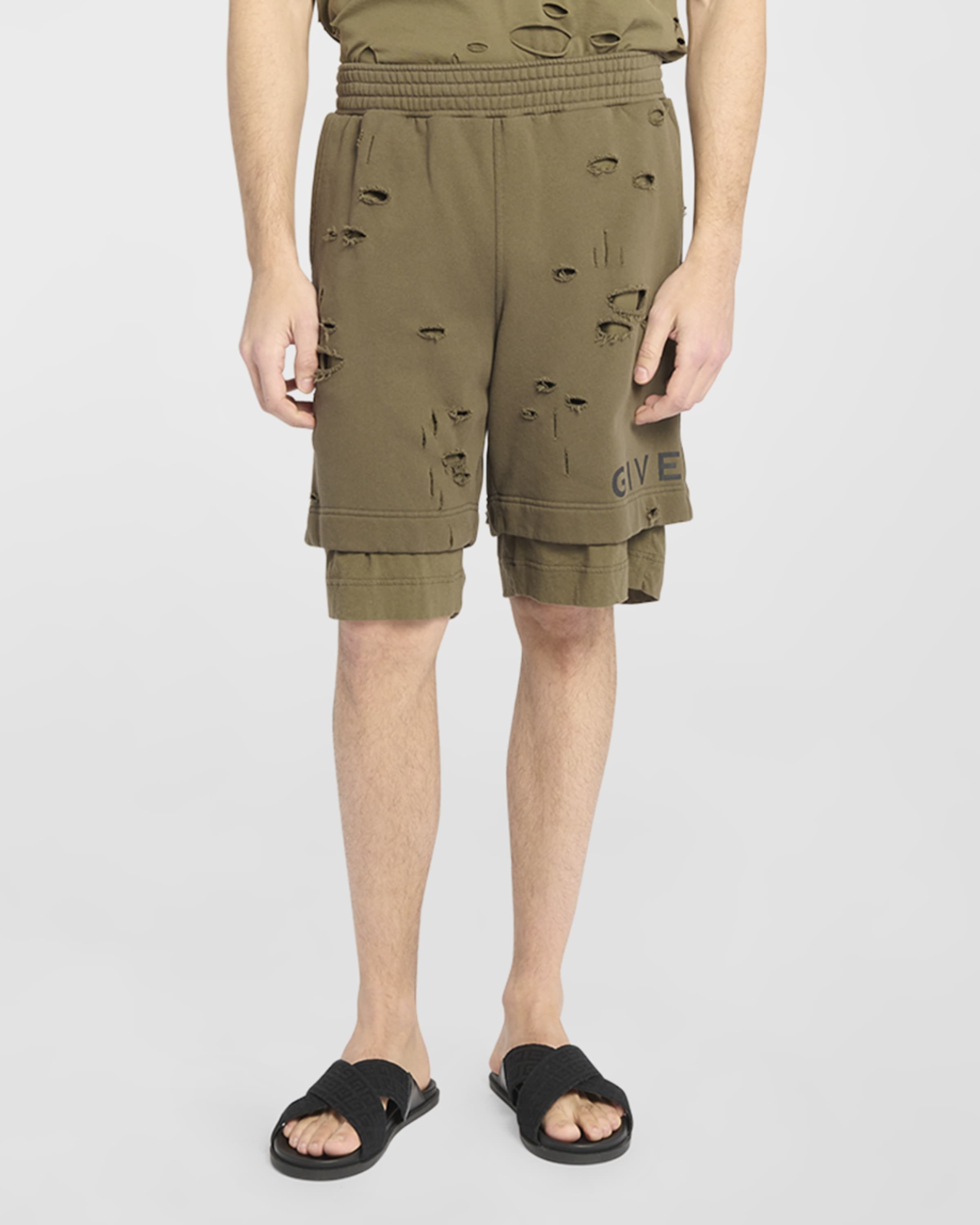 Men's Double-Layer Destroyed Sweat Shorts - 2