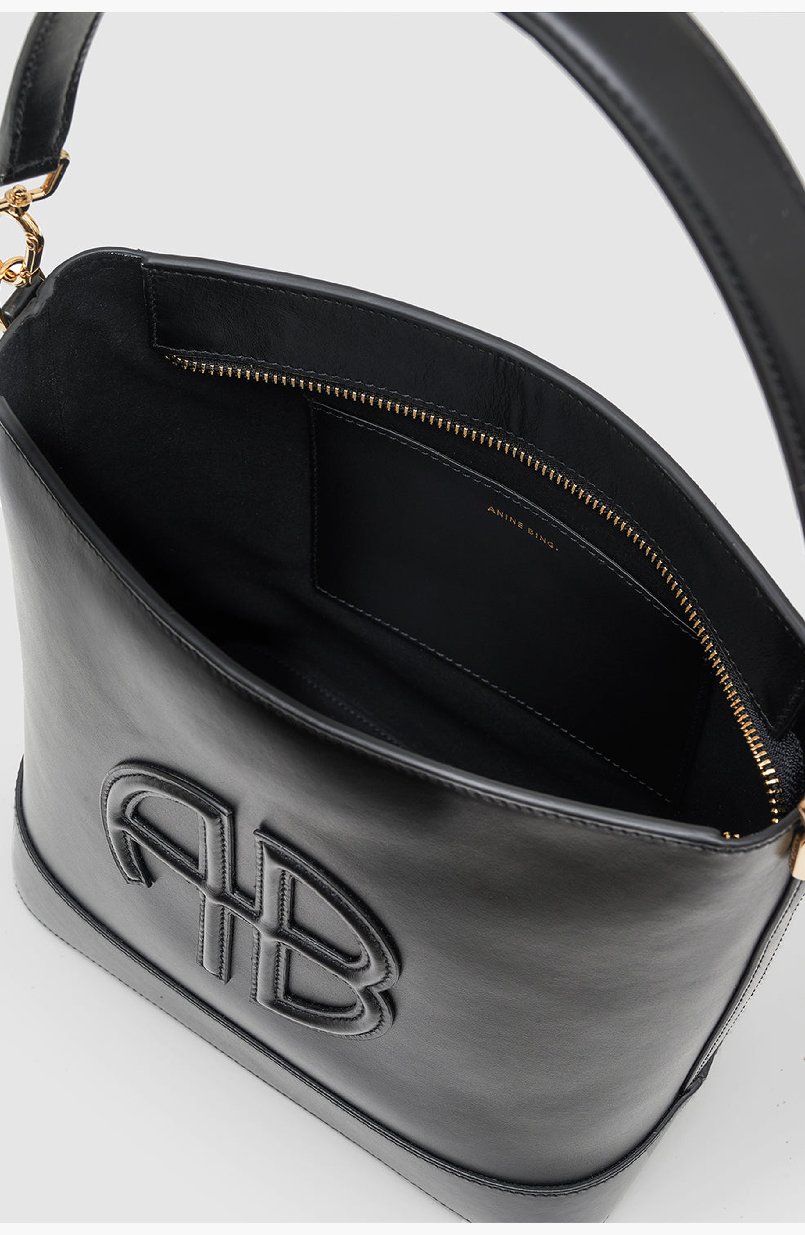 ANINE BING Lili Leather Bucket Bag in Black at Nordstrom - 3