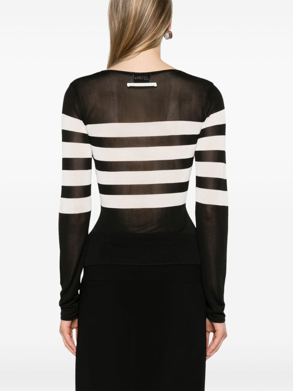 logo-embroidered striped jumper - 4