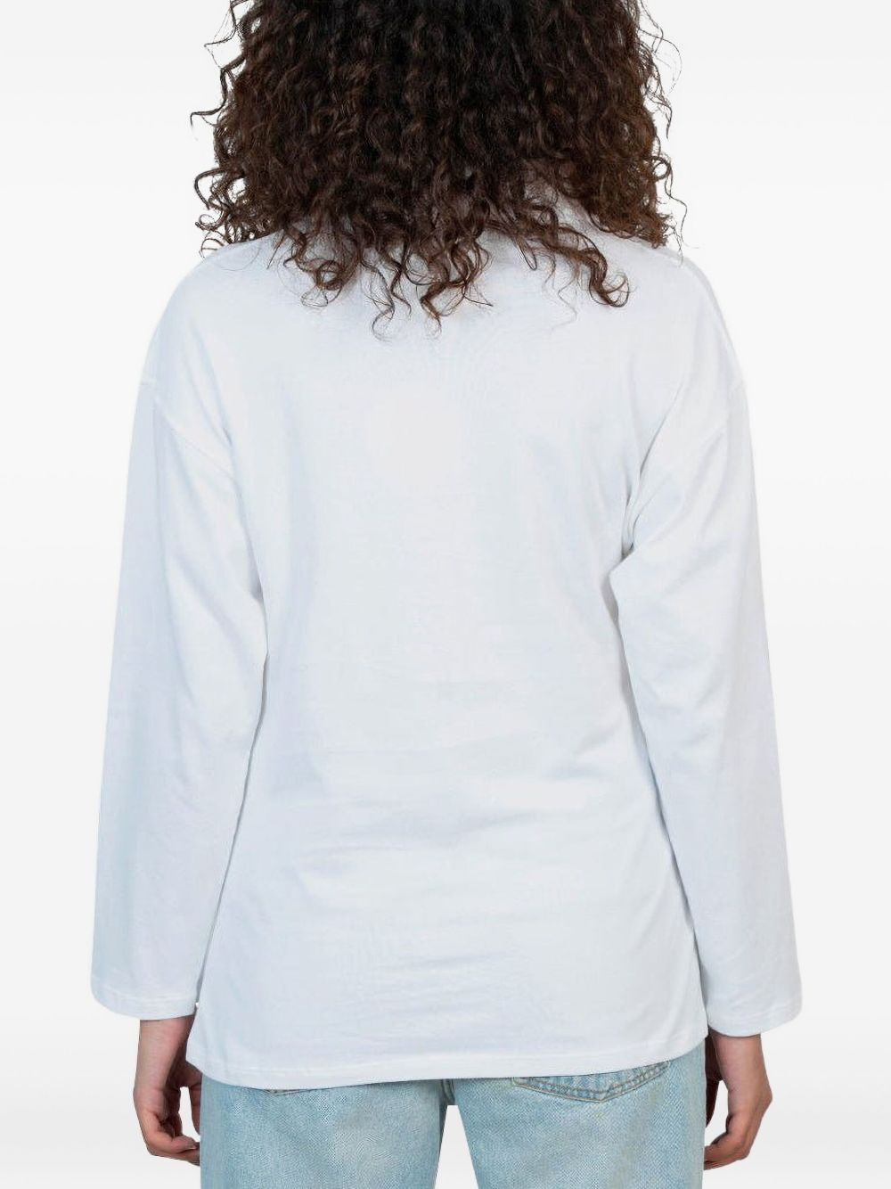 long-sleeve gathered-detail polo shirt - 3