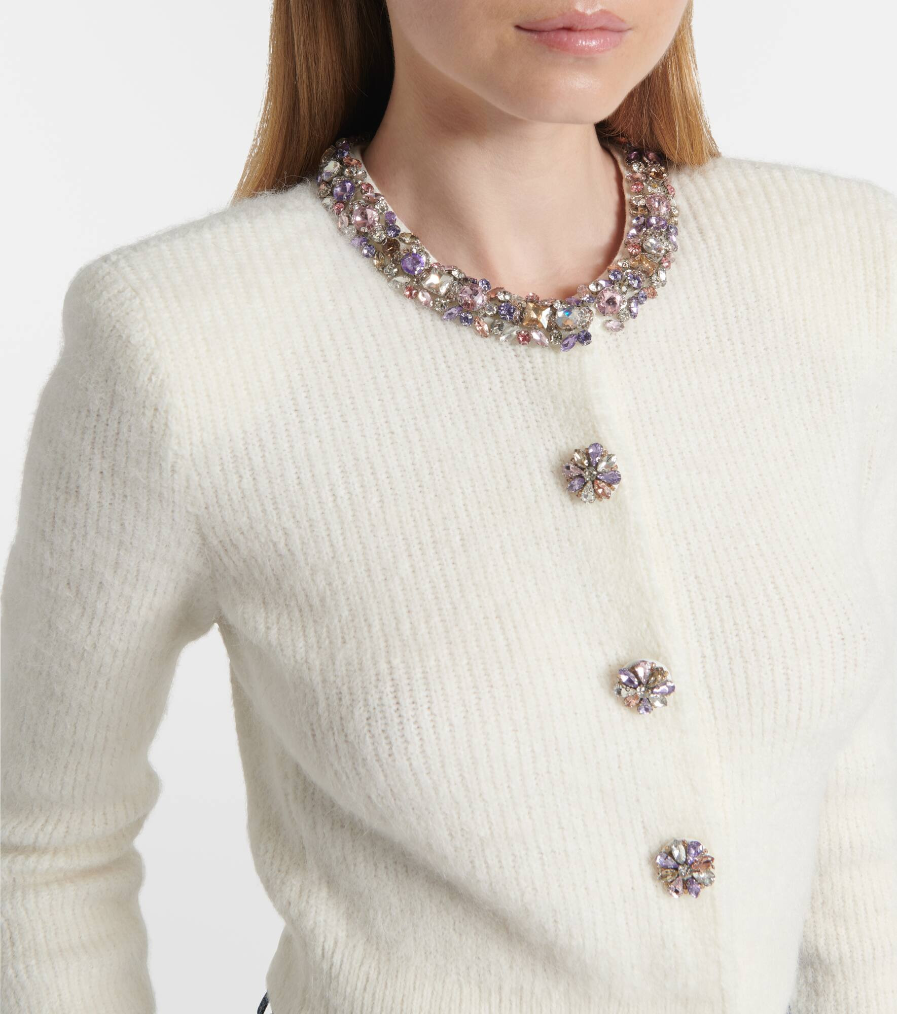 Embellished ribbed-knit cardigan - 4