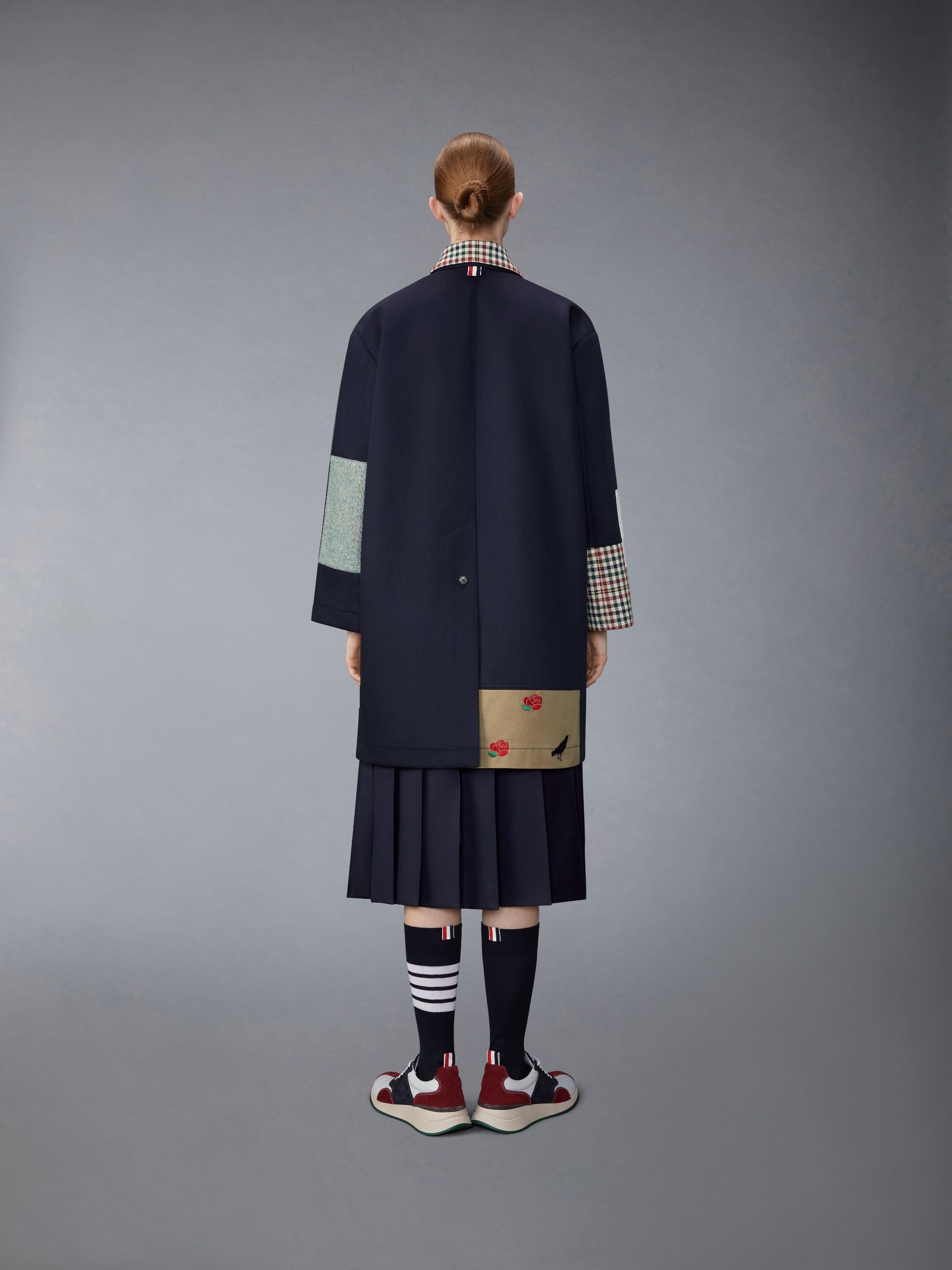 Double Face Wool Twill Detachable Shearing Collar Patchwork Bal Collar Raincoat - 5