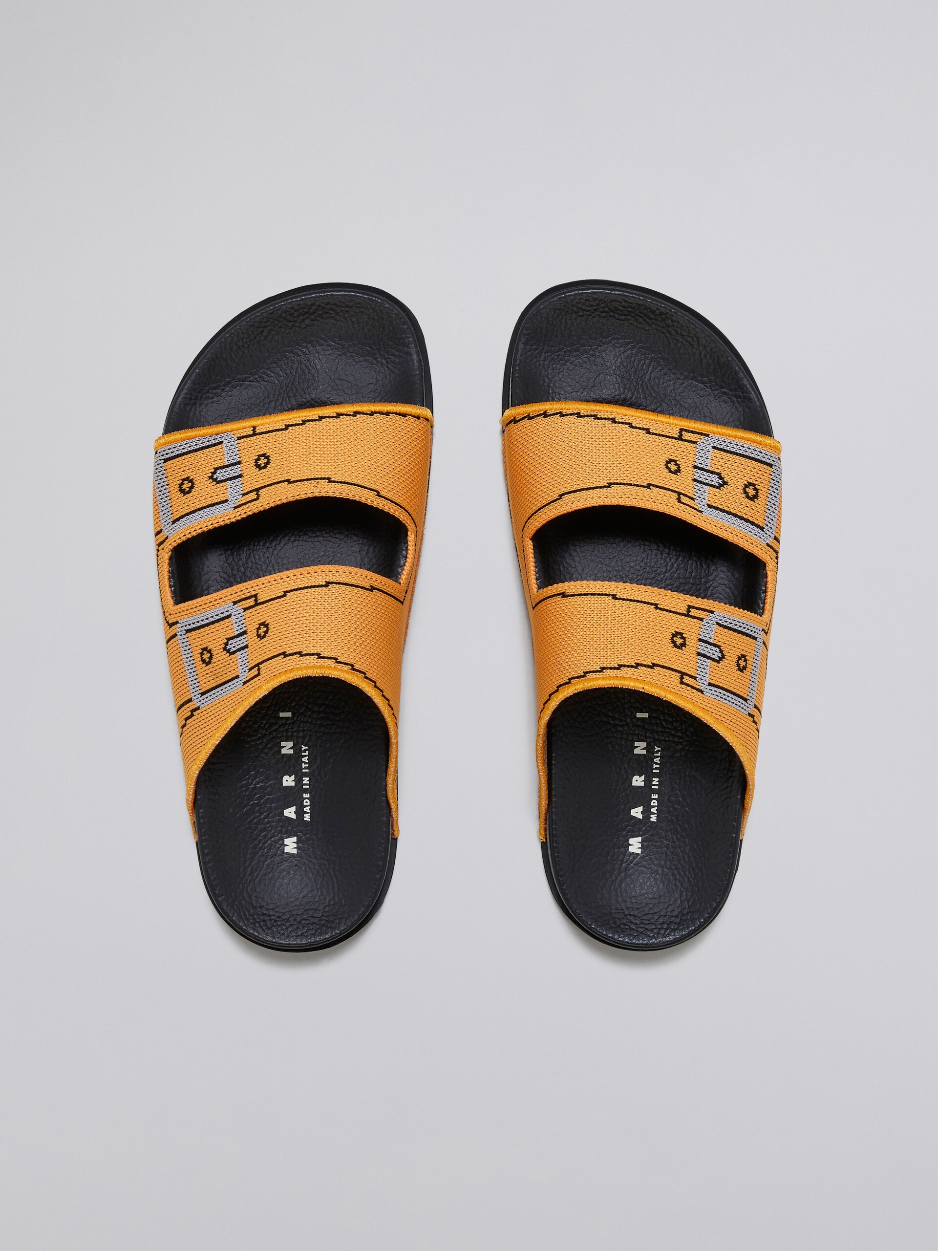 ORANGE TROMPE L'ŒIL JACQUARD TWO-STRAP SLIDE - 4