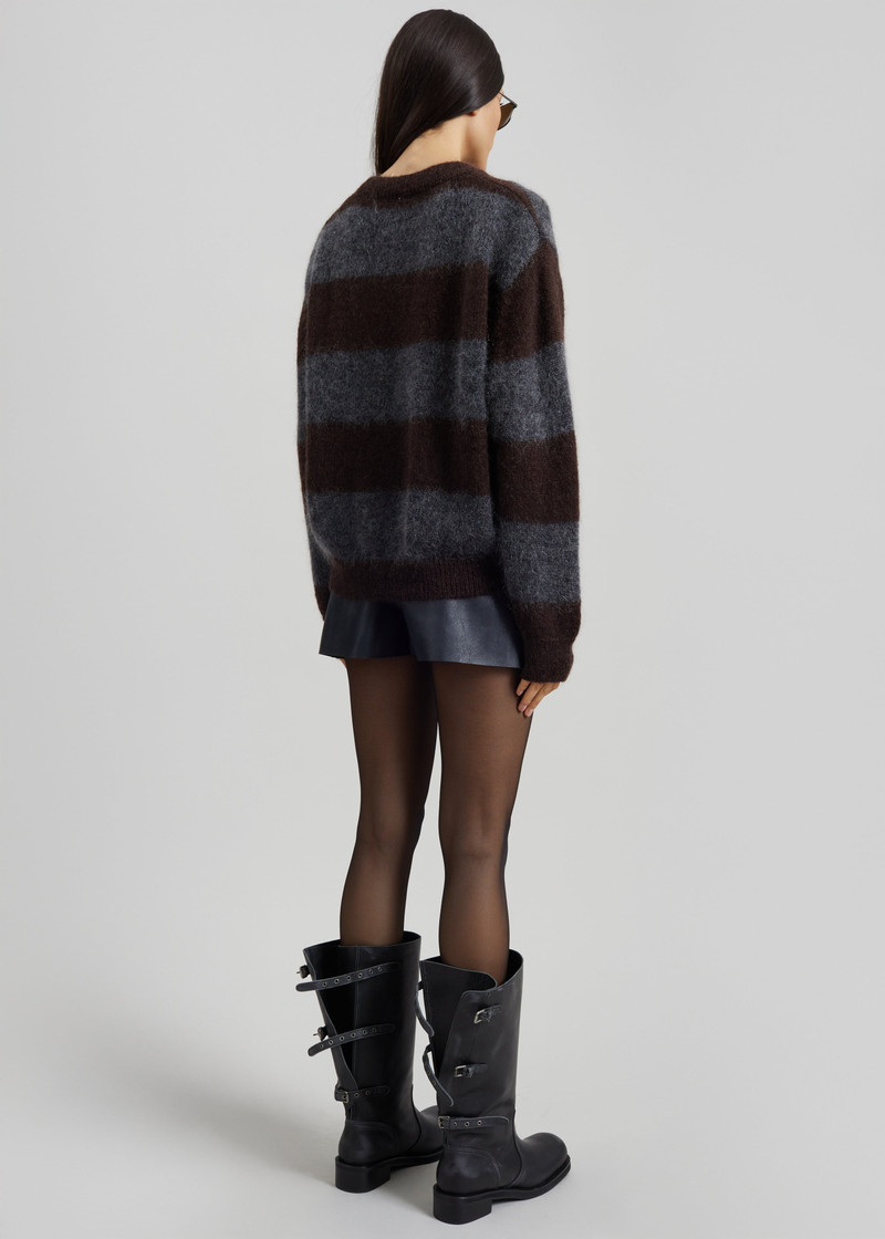 Gimel Mohair Sweater - Grey/Brown Stripe 9
