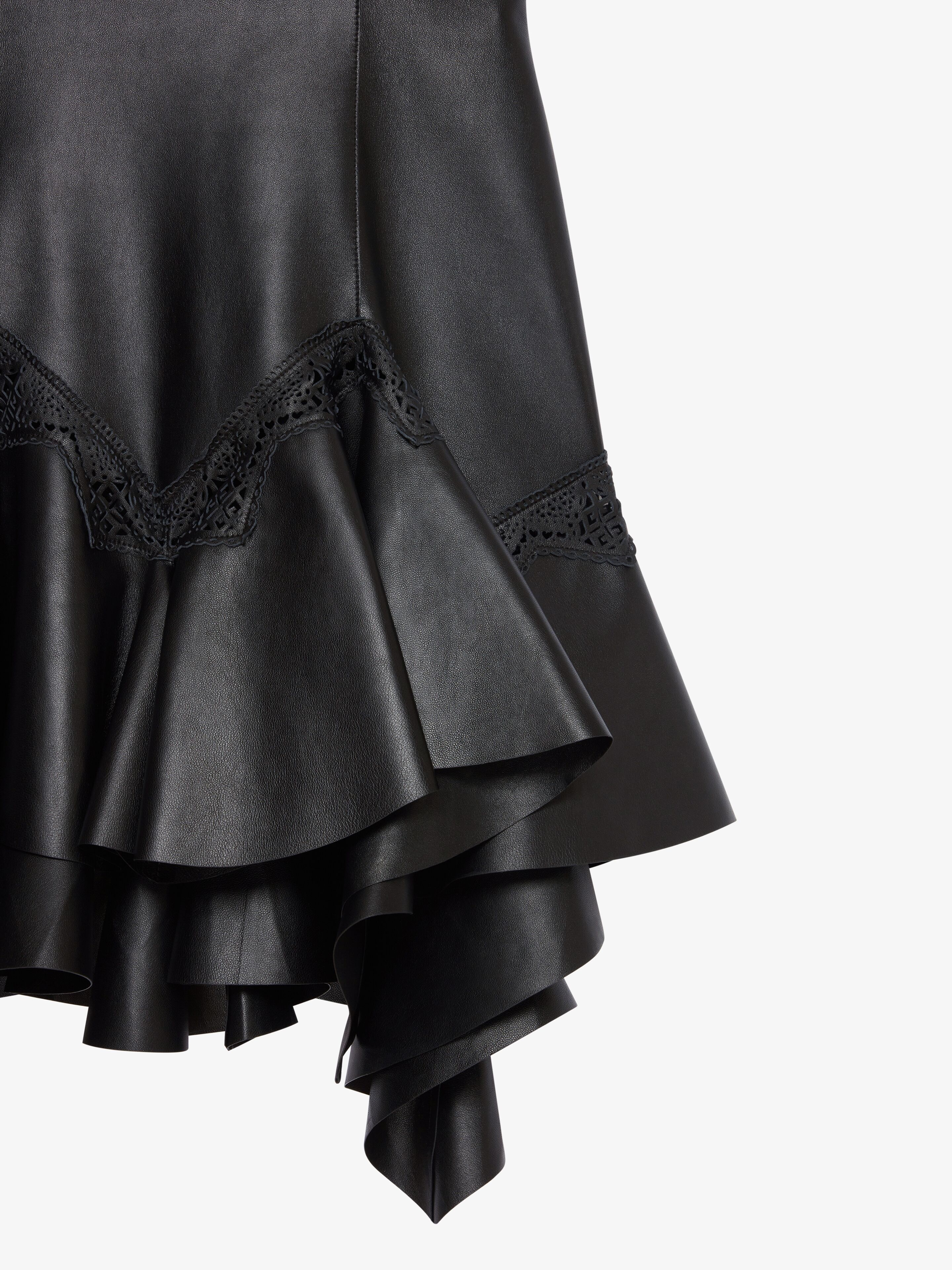 STRAPS DRESS IN LEATHER WITH RUFFLES - 5