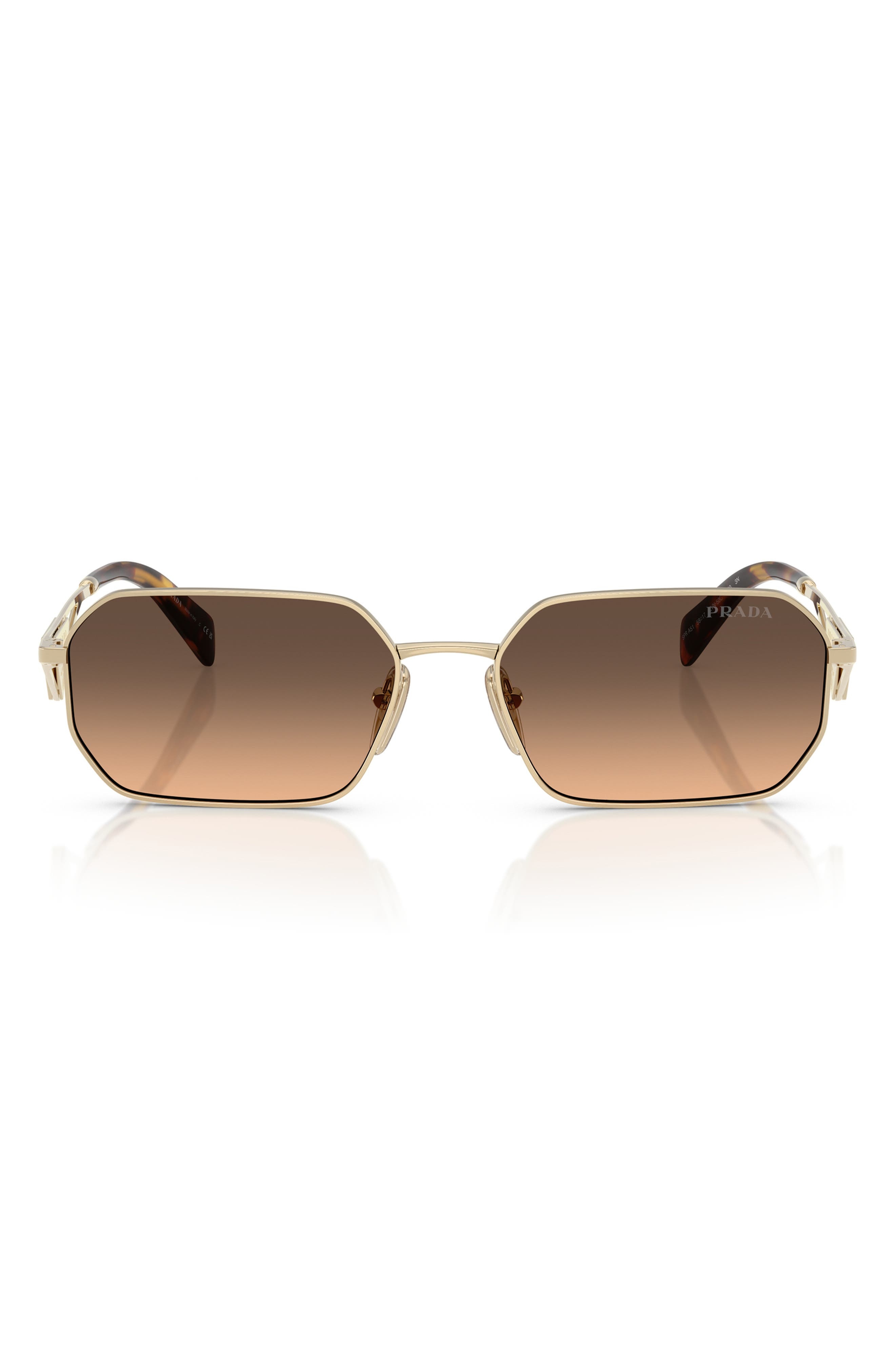 Prada 58mm Gradient Rectangular Sunglasses in Pale Gold at Nordstrom - 1