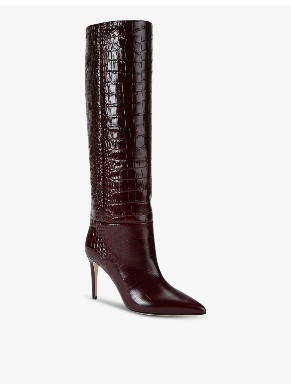 Croc-embossed leather high-leg boots - 2